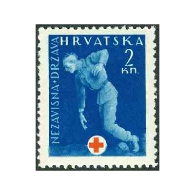 1 عدد تمبر مالیات پستی - صلیب سرخ - کرواسی 1943
