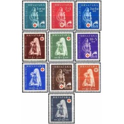 10 عدد تمبر خیریه صلیب سرخ - کرواسی 1941 قیمت 11.3 دلار