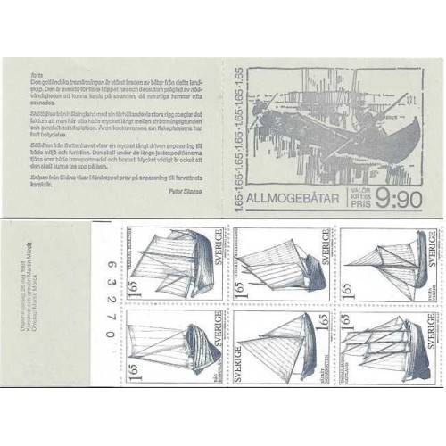 کتابچه با 6 عدد تمبر قایق های بادبانی کشور - سوئد 1981