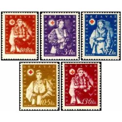 5 عدد تمبر خیریه صلیب سرخ - کرواسی 1942 قیمت 14.5 دلار