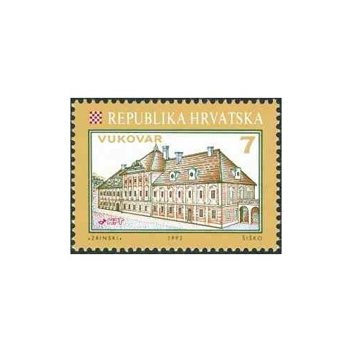 1 عدد تمبر  سری پستی - شهرهای کرواسی - 7D - کرواسی 1992