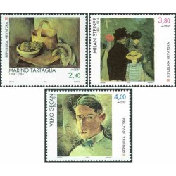 3  عدد تمبر تابلوهای نقاشی کرواسی - کرواسی 1994