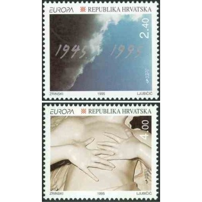 2 عدد تمبر مشترک اروپا - Europa Cept - صلح و آزادی - کرواسی 1995 قیمت 5.2 دلار