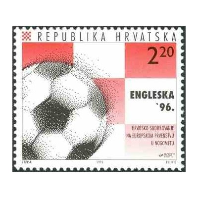 1 عدد تمبر مسابقات قهرمانی فوتبال اروپا ، انگلستان ۱۹۹۶ - کرواسی 1996