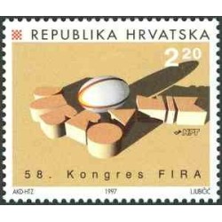 1 عدد تمبر پنجاه و هشتمین کنگره "FIRA"، دوبروونیک - فدراسیون بین‌المللی راگبی آماتور - کرواسی 1997