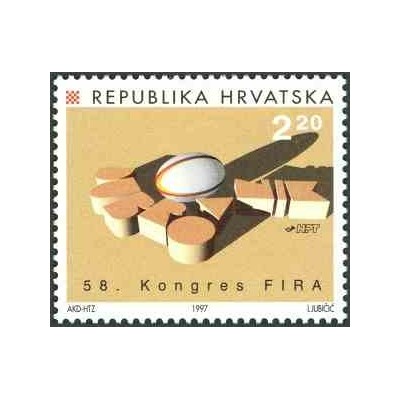 1 عدد تمبر پنجاه و هشتمین کنگره "FIRA"، دوبروونیک - فدراسیون بین‌المللی راگبی آماتور - کرواسی 1997