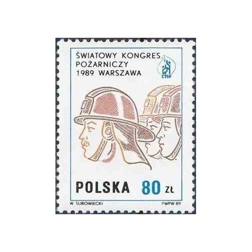 1 عدد تمبر کنگره جهانی کمیته‌های بین‌المللی آتش‌نشانی (CTIF) در ورشو - لهستان 1989