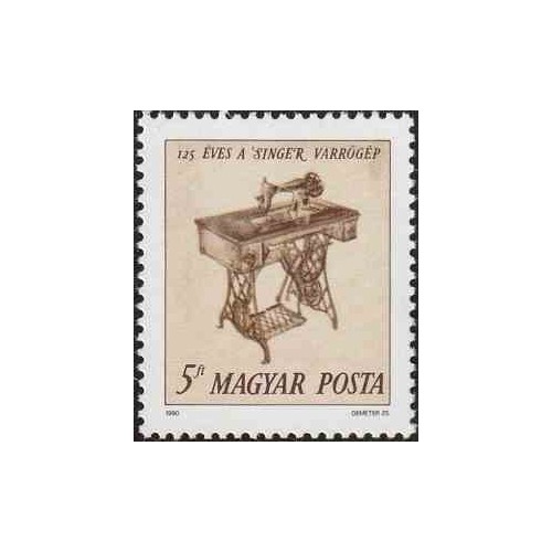 1 عدد تمبر ۱۲۵مین سالگرد چرخ خیاطی سینگر - مجارستان 1990