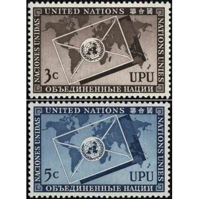 2 عدد تمبر اتحادیه جهانی پست - نیویورک سازمان ملل 1953