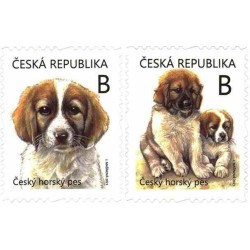 2 عدد تمبر حیوانات جوان - توله سگ ها - سگ گرگی خانگی - جمهوری چک 2021