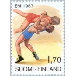1 عدد تمبر مسابقات قهرمانی کشتی اروپا - فنلاند 1987