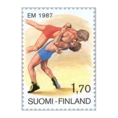 1 عدد تمبر مسابقات قهرمانی کشتی اروپا - فنلاند 1987