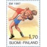1 عدد تمبر مسابقات قهرمانی کشتی اروپا - فنلاند 1987
