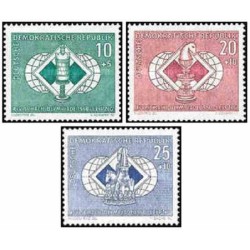 3 عدد تمبر المپیک شطرنج - جمهوری دموکراتیک آلمان 1960