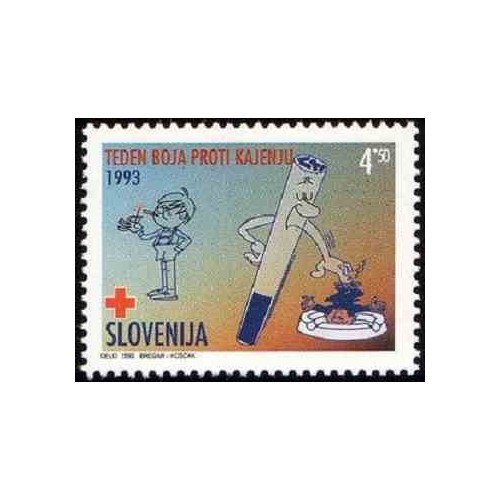 1 عدد تمبر مالیات پستی - صیلب سرخ - هفته مبارزه با دخانیات - اسلوونی 1993