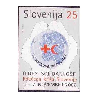1 عدد تمبر مالیات پستی - صیلب سرخ - هفته همبستگی - بیدندانه - اسلوونی 2006