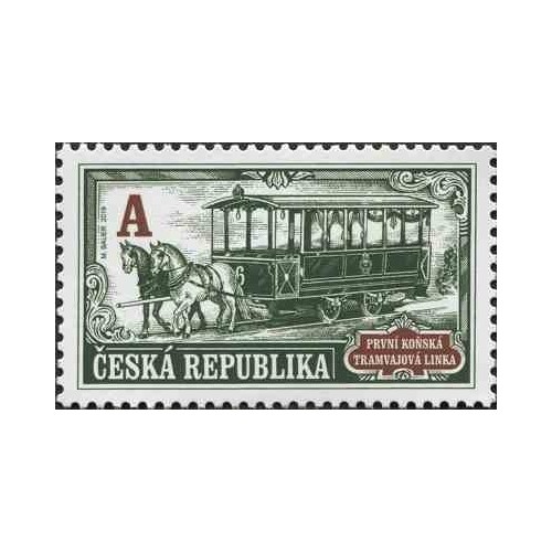1 عدد تمبر 150مین سالگرد اولین خط تراموای اسبی - جمهوری چک 2019