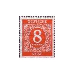 1 عدد تمبر سری پستی - تمبرهای ارزشی - 1 فنیک - منطقه تحت اشغال مشترک آلمان 1946