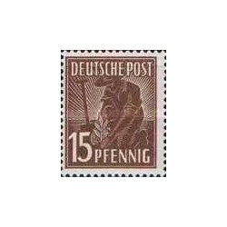 1 عدد تمبر سری پستی - مردان کارگر - 15 فنیک - منطقه تحت اشغال مشترک آلمان 1947