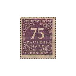 1 عدد تمبر سری پستی -تمبر روزانه جدید  -75000 مارک - رایش آلمان 1923
