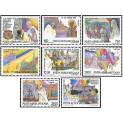 8 عدد تمبر سفرهای جهانی پاپ ژان پل دوم - واتیکان 1986 قیمت 18.3 دلار
