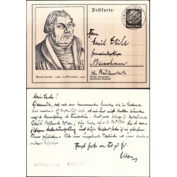 کارت پستال با تمبر چاپی - 6 فنیک - مارتین لوتر - رایش آلمان 1934 مطابق عکس - استفاده شده