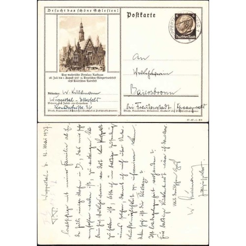 کارت پستال با تمبر چاپی - 6 فنیک - 2 - رایش آلمان 1938 مطابق عکس - استفاده شده