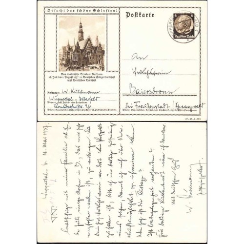 کارت پستال با تمبر چاپی - 6 فنیک - 2 - رایش آلمان 1938 مطابق عکس - استفاده شده کارت پستال با تمبر چاپی - 6 فنیک - 2 - رایش آلمان 1938 مطابق عکس - استفاده شده