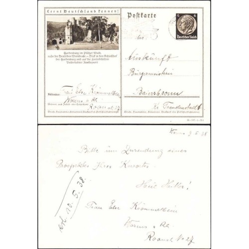 کارت پستال با تمبر چاپی - 6 فنیک - رایش آلمان 1938 مطابق عکس - استفاده شده کارت پستال با تمبر چاپی - 6 فنیک - رایش آلمان 1938 مطابق عکس - استفاده شده