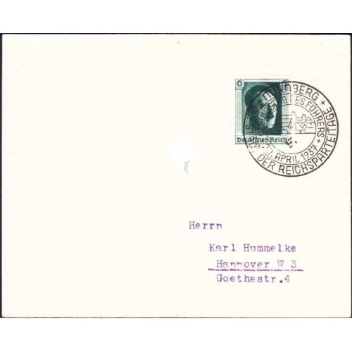 کارت پستال با مهر روز تمبر هیتلر - رایش آلمان 1937 مصرف نشده کارت پستال با مهر روز تمبر هیتلر - رایش آلمان 1937 مصرف نشده
