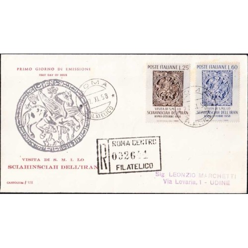 پاکت مهر روز تمبر بازدید شاه ایران از ایتالیا - ایتالیا 1958 پاکت مهر روز تمبر بازدید شاه ایران از ایتالیا - ایتالیا 1958