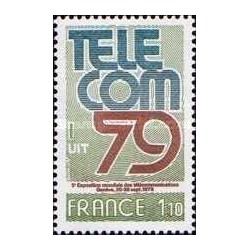 1 عدد  تمبر سومین نمایشگاه جهانی مخابرات - ژنو - فرانسه 1979