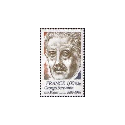 1 عدد  تمبر نودمین سالگرد تولد ژرژ برنانوس  - فرانسه 1978