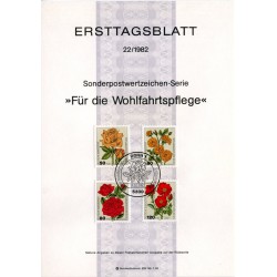 برگه اولین روز انتشار تمبرهای خیریه - گل رز  - جمهوری فدرال آلمان 1982