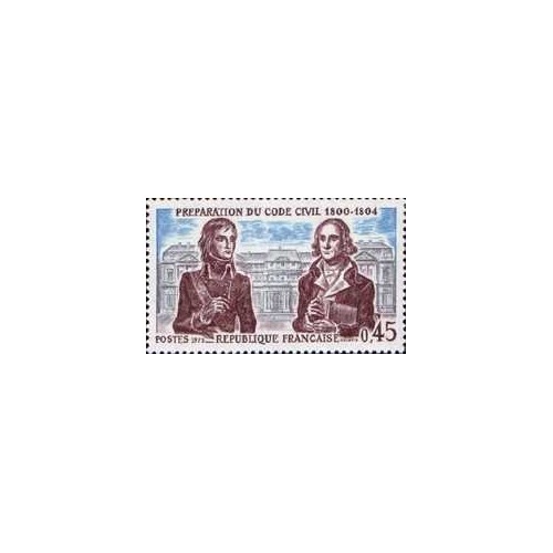 1 عدد تمبر  ناپلئون و پورتالیس - تهیه قانون مدنی - فرانسه 1973