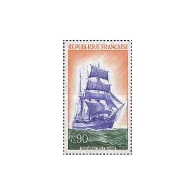 1 عدد تمبر کشتی های بادبانی فرانسوی  - فرانسه 1972