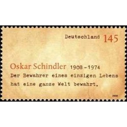 1 عدد تمبر صدمین سالگرد تولد اسکار شیندلر - جمهوری فدرال آلمان 2008
