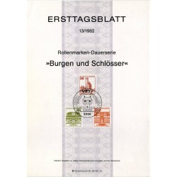برگه اولین روز انتشار تمبرهای سری پستی کاخ ها و قلعه ها - 19035 و 80 و 300. - جمهوری فدرال آلمان 1982