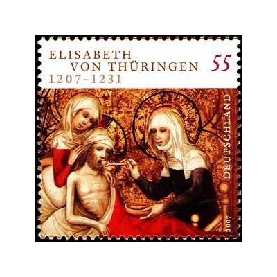 1 عدد تمبر هشتصدمین سالگرد تولد الیزابت مقدس تورینگن - جمهوری فدرال آلمان 2007