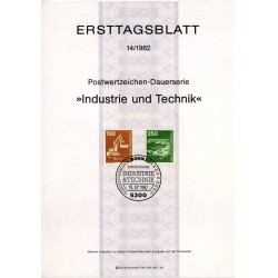 برگه اولین روز انتشار تمبرهای پستی صنعت و تکنیک - 190 و 250. - جمهوری فدرال آلمان 1982