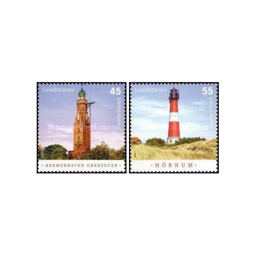 2 عدد تمبر فانوسهای دریائی - جمهوری فدرال آلمان 2007