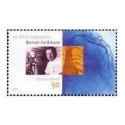 1 عدد تمبر پنجاهمین سالگرد برنده شدن جایزه نوبل پزشکی ورنر فورسمن - جمهوری فدرال آلمان 2006