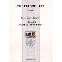 برگه اولین روز انتشار تمبر صدمین سالگرد قانون اساسی مشترک "CVJM". - جمهوری فدرال آلمان 1982