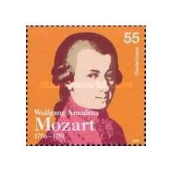 1 عدد تمبر دویست و پنجاهمین سالگرد تولد ولفگانگ آمادئوس موتزارت -
