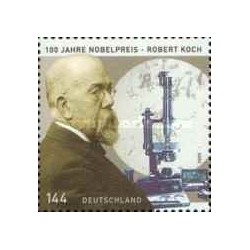 1 عدد تمبر صدمین سالگرد برنده شدن رابرت کخ برنده جایزه نوبل -