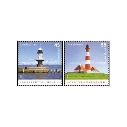 2 عدد تمبر فانوس های دریایی  - جمهوری فدرال آلمان 2005
