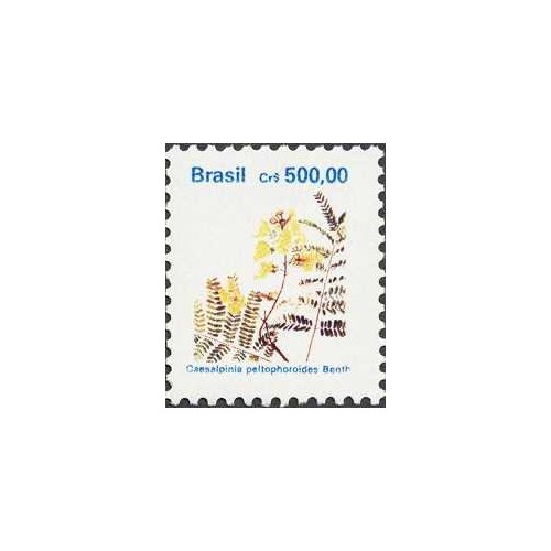 1 عدد  تمبر سری پستی - گل ها -  ارز بیان شده به عنوان "Cr 500"  - برزیل 1991 قیمت 2.6 دلار