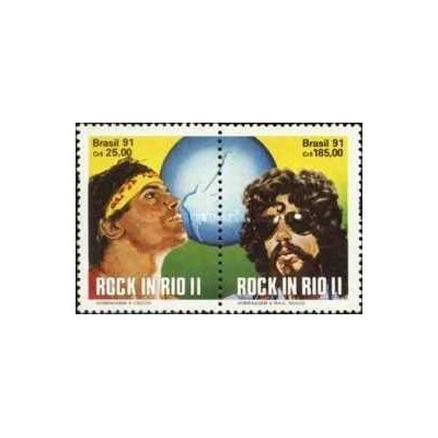 2 عدد  تمبر کنسرت "راک در ریو". - برزیل 1991