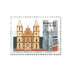 1 عدد  تمبر چهارصدمین سالگرد صومعه سنت فرانسیس، سالوادور - برزیل 1987