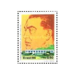 1 عدد  تمبر دهمین سالگرد درگذشت جوسلینو کوبیچک - برزیل 1986